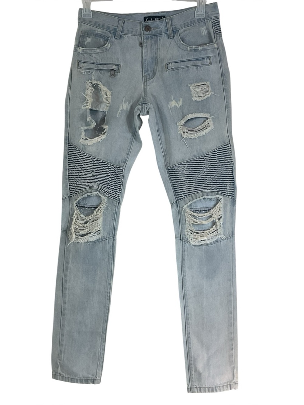 Embellish Moto Biker Jeans Skinny Distressed Jeans Men's 30 See Measurements